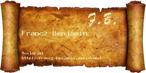 Francz Benjámin névjegykártya
